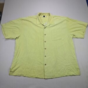 Tommy Bahama Silk Camp Shirt Golf Embroidered Herringbone Green Mens XXL‎